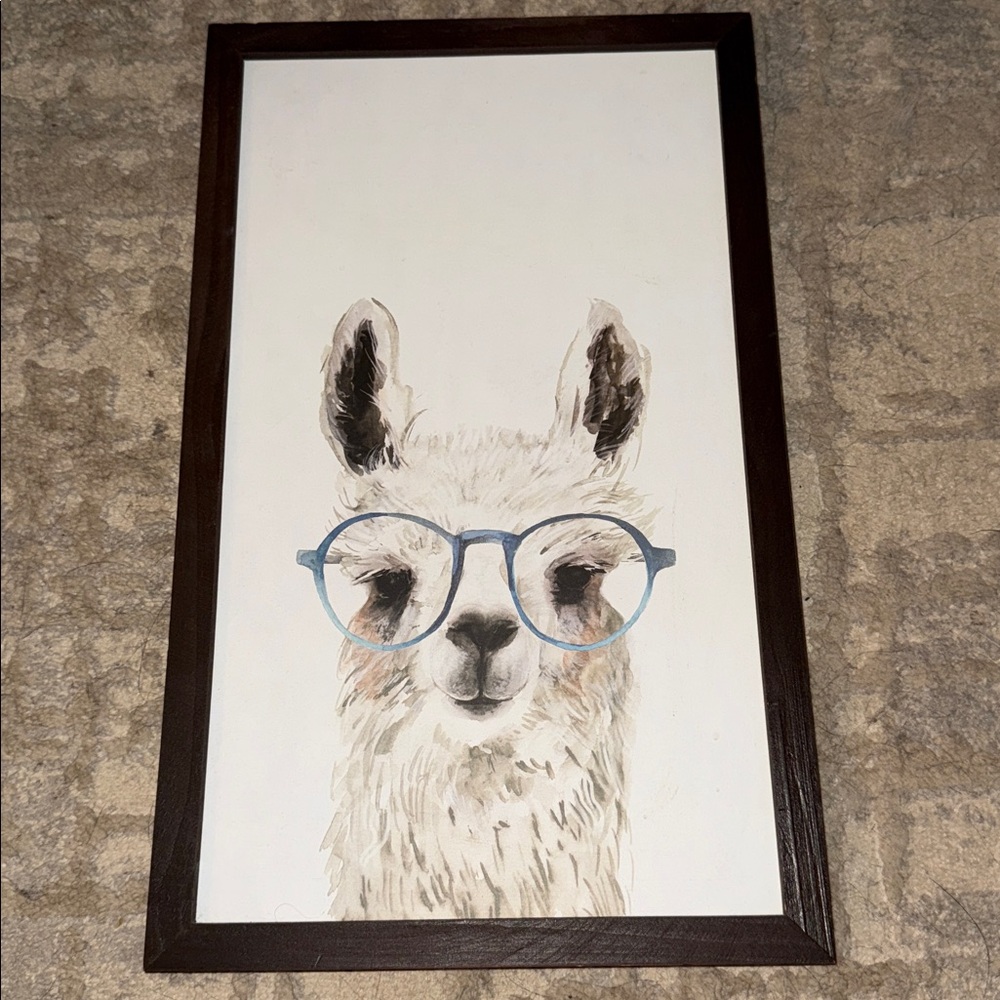 Llama with Glasses Framed Art